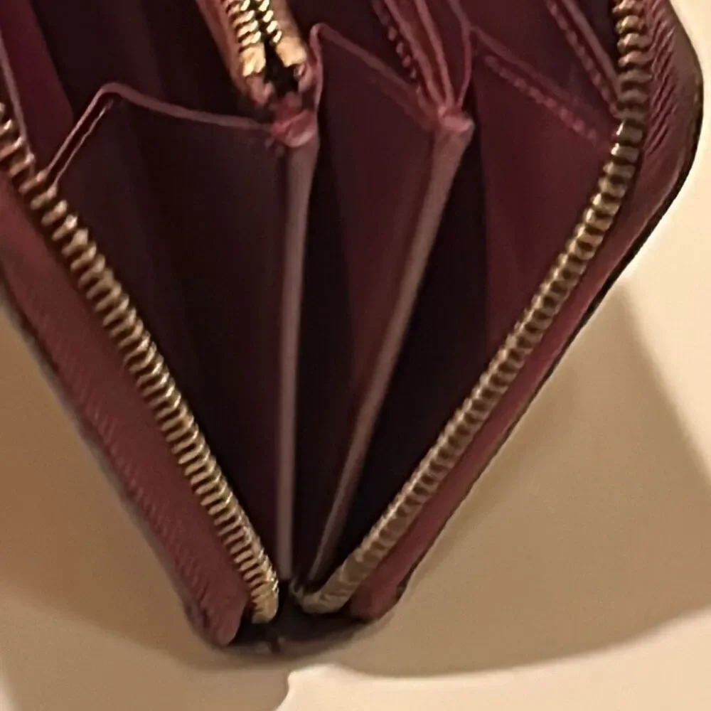 Louis Vuitton Vernis Zip Around Long Wallet Merlot Shiny Dark Red Logo Print LV